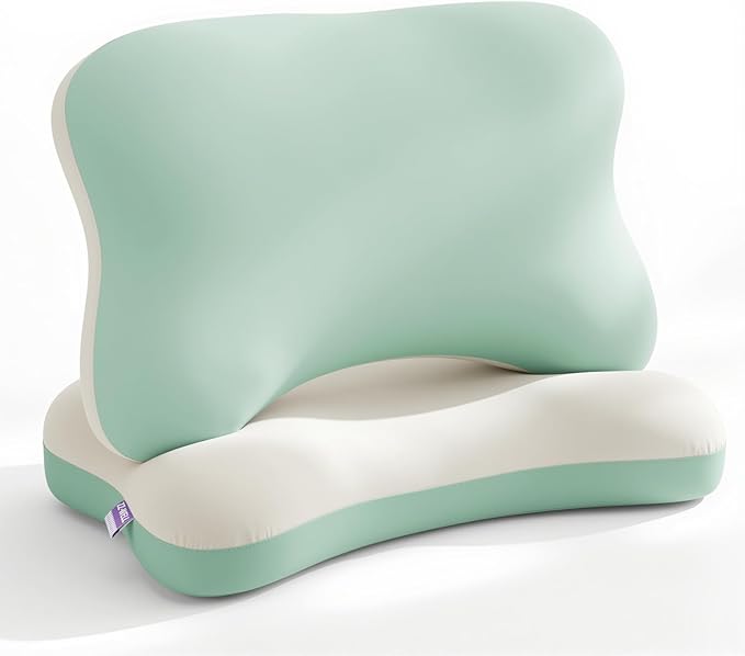 Double Side Pillow Covers, Cooling & Soft Pillow Cases for Patented Side Sleep Pillow, Machine Washable, Only Pillow Cover (Green White)