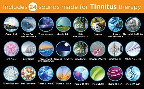 Sound Oasis Tinnitus Sound Therapy System, 24 Dr. Developed Sounds, Manage Tinnitus, Sleep Enhancement Lulls You to Sleep, Ear Ringing & Noise Relief, Privacy, Alarm w/Chime, Auto-Off Sleep Timer