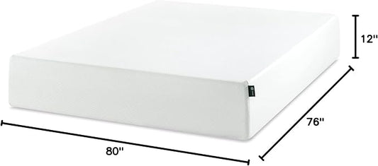 Zinus 12 Inch King Green Tea Memory Foam Mattress [New Version], Fiberglass Free, Medium Firm Feel, Zoned Pressure Relief, Certified Safe Foams & Fabric, Mattress in A Box