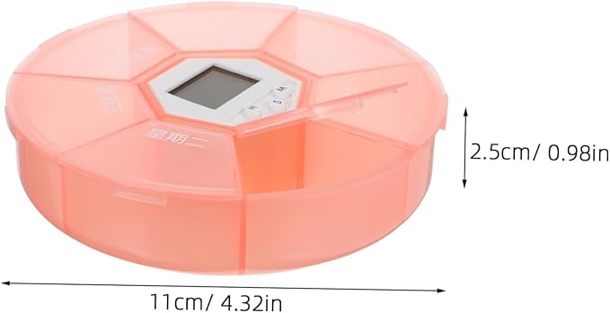 Didiseaon 2pcs Compact Travel Pill Organizer with Alarm Reminder Day Automatic Medication Dispenser Portable Case with Compartments for Daily Vitamins and Supplements