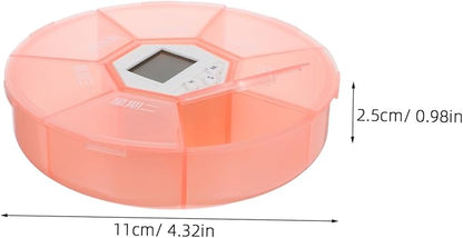 Didiseaon 2pcs Compact Travel Pill Organizer with Alarm Reminder Day Automatic Medication Dispenser Portable Case with Compartments for Daily Vitamins and Supplements