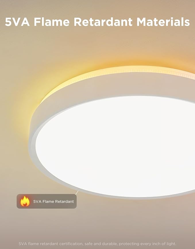 Govee Smart Ceiling Light 4300LM, RGBIC LED Ceiling Light Fixture Works with Matter, Flush Mount Light Fixture, DIY Colors, 2700K-6500K Dimmable for Bedroom, Living Room, 15 Inch, 1 Pack