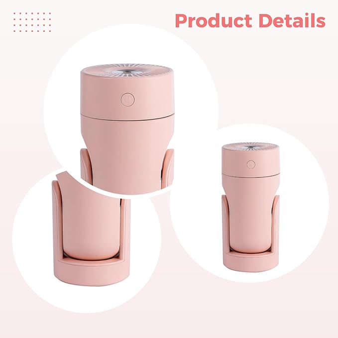 Portable Mini Humidifier, Usb Powered, 7.7 Fl Oz / 220 Ml, Automatic Rotating, Compact Design For Home And Travel, Pink