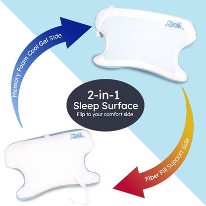 Contour CPAPMax Cooling Gel - CPAP Pillow for Side, Back and Stomach Sleepers with Adjustable Memory Foam - Pillow for CPAP Users, Sleeping with Mask