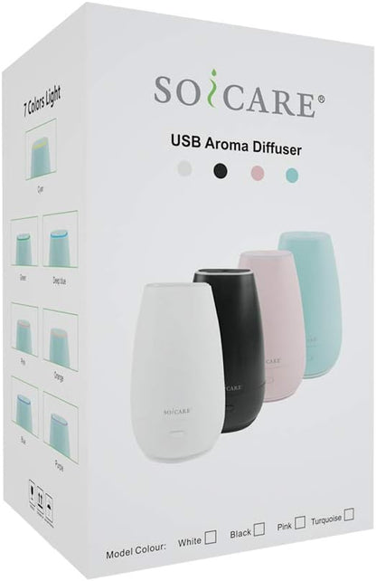 SOICARE Car Diffuser for Essential Oils, Small Portable Car Essential Oil Diffuser with Built-in USB Cable, Mini Aromatherapy Air Scent Humidifier Diffuser for Travel/Office/Home (Elegant Black)
