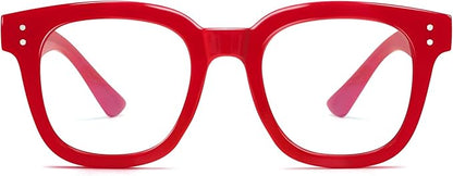 Madison Avenue Blue Light Blocking Glasses Oversized Fashion Blue Light Glasses for Women Anti Eyestrain & UV Protection Computer Eyeglasses (Red)