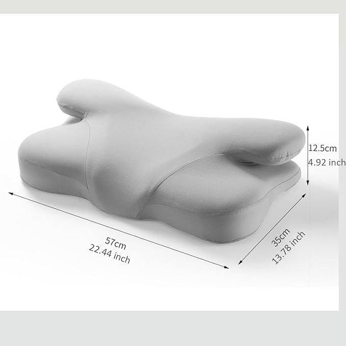 Ergonomic Memory Foam Pillow with Cotton Cover - Enhances Sleep, Orthopedic Design, Pressure Relief, Adjustable Loft. Contoured Fit for Neck & Shoulder Pain Alleviation (Light Grey)