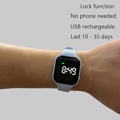 Water Resistant Potty Training Watch Rechargeable Vibrating Alarm Reminder Watch Silent Wake Up Wristband - with Lock (Light Blue)