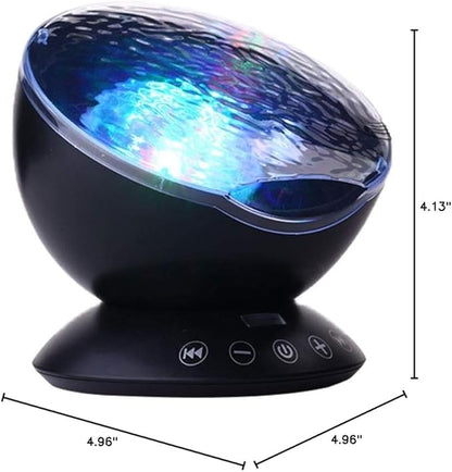 TOMNEW Ocean Wave Projector, Night Light Projector with Remote Control Timer 8 Colors LED Lighting Modes Music Speaker Water Lamp for Kids Adults Bedroom Living Room Party Decorations (Black)
