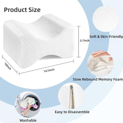 Jan Bark 14” Knee Pillow for Side Sleepers Memory Sponge Support Leg Pillow for Side Sleeping Aligns Spine, Relief for Sciatica, Back, Hips, Knees, Joints