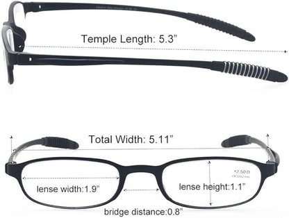 4.00 Computer Blue Light Blocking Reading Glasses(Flexible and Lightweight) Plastic Portable Readers for Men and Women