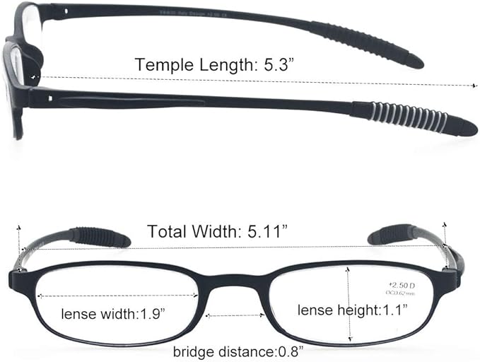 Anti Glare Blue Light Blocking Reading Glasses(Flexible and Lightweight) Plastic Portable Readers