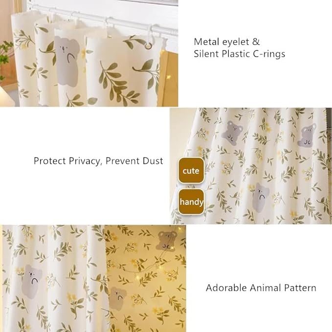 Bottom Bunk Bed Curtains Sheer Privacy Cloth Underbed Curtains for Low Loft Bed Twin, 2 Panels, Koala
