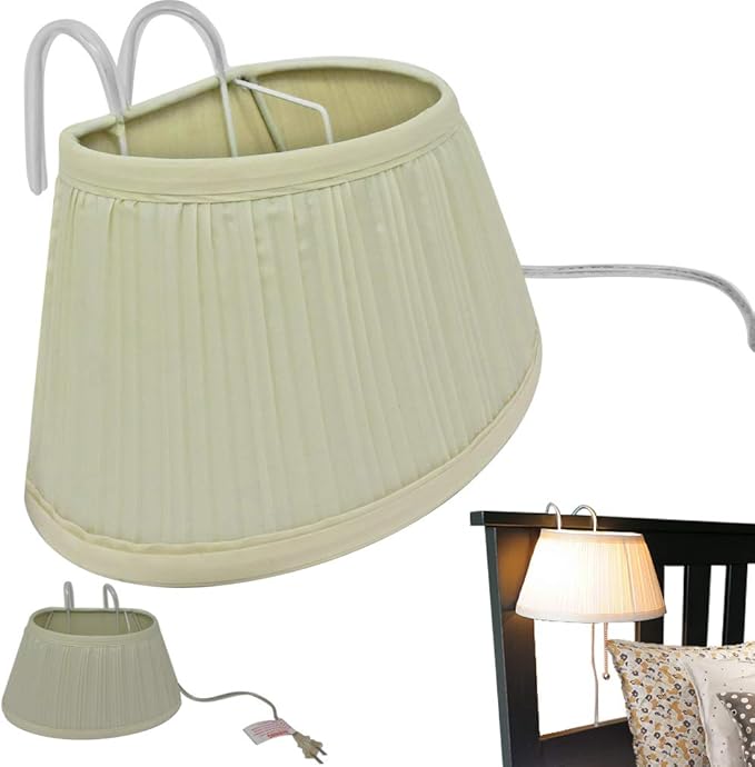 Evelots Bed Headboard Reading Lamp Book Light-Soft Fabric Shade-Easy ON/Off Pull Cord