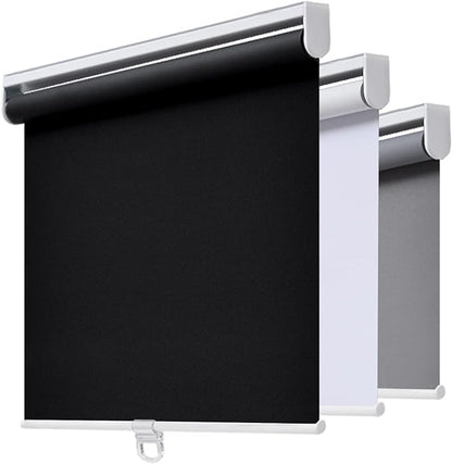AOSKY Cordless Roller Shades Blackout Blinds for Windows Room Darkening Rolled Up Shades with Spring System, UV Protection Window Shades Door Blinds for Home and Office (33" W x 72" H, Black)
