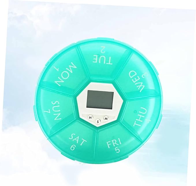 Compartment Pill Dispenser Clock Travel Pill Organizer Reminder Box for Patient Medicine Chest
