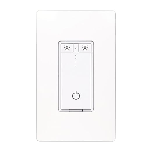 Smart Dimmer Switch, Dimmable with Energy Monitoring, Compatible with Alexa and Google Home, 2.4GHz WiFi Switches for LED Lights/CFL Light Bulbs Neutral Wire Required, Single Pole, ETL & FCC