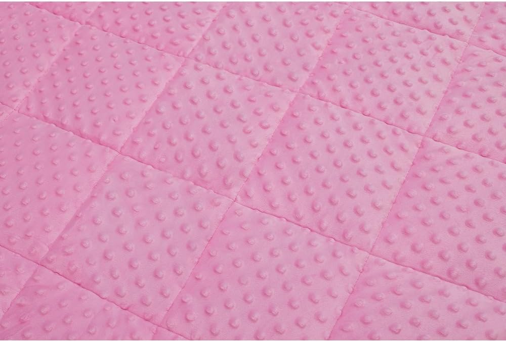 TONGDADA Minky Weighted Blanket | 40''x60'',7lbs | Cozy and Soft Minky Weighted Throw Blanket | Luxury Velvet with Premium Glass Beads | Pink Minky