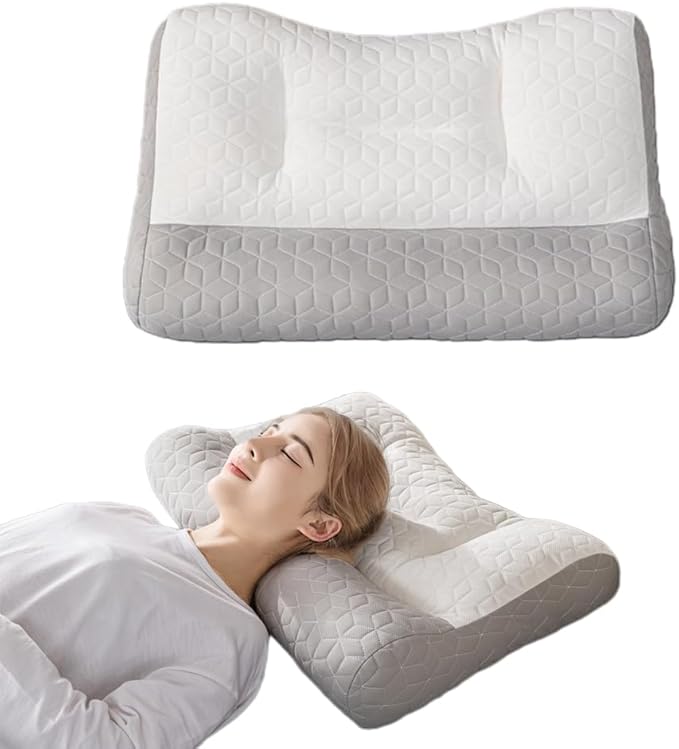 Orthopedic Deep Sleep Pillow - New Sleep Apnea & Ergonomic Pillow for Neck, Shoulder & Side, Back, Stomach Sleepers (Light White)