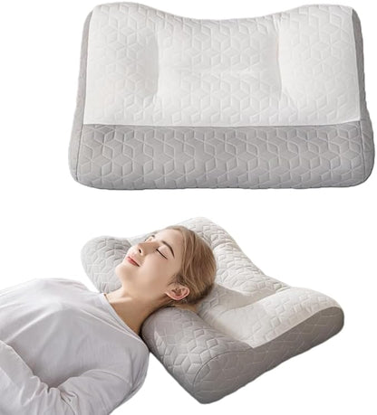 Orthopedic Deep Sleep Pillow - New Sleep Apnea & Ergonomic Pillow for Neck, Shoulder & Side, Back, Stomach Sleepers (Light White)