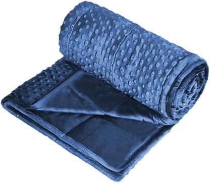 ALANSMA Reversible Weighted Blanket for All Season, Luxury Velvet, Warm and Cool, Adult 5Lb Blue Weighted Blanket, Enjoy Sleeping Anywhere(Blue,36"x48" 5lbs)