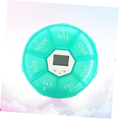 Compartments Electronic Pill Box with Built Alarm Clock Weekly Medication Organizer for Patients Portable Transparent Medicine Dispenser Case with Daily Reminders Green