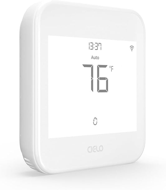 Cielo Smart Thermostat Eco (for Central HVAC) | Energy Star Certified | Supports Conventional Systems up to (2H/2C) & Heat Pumps (4H/2C) | Free C-Wire Adapter | NOT for Mini Split Systems | White