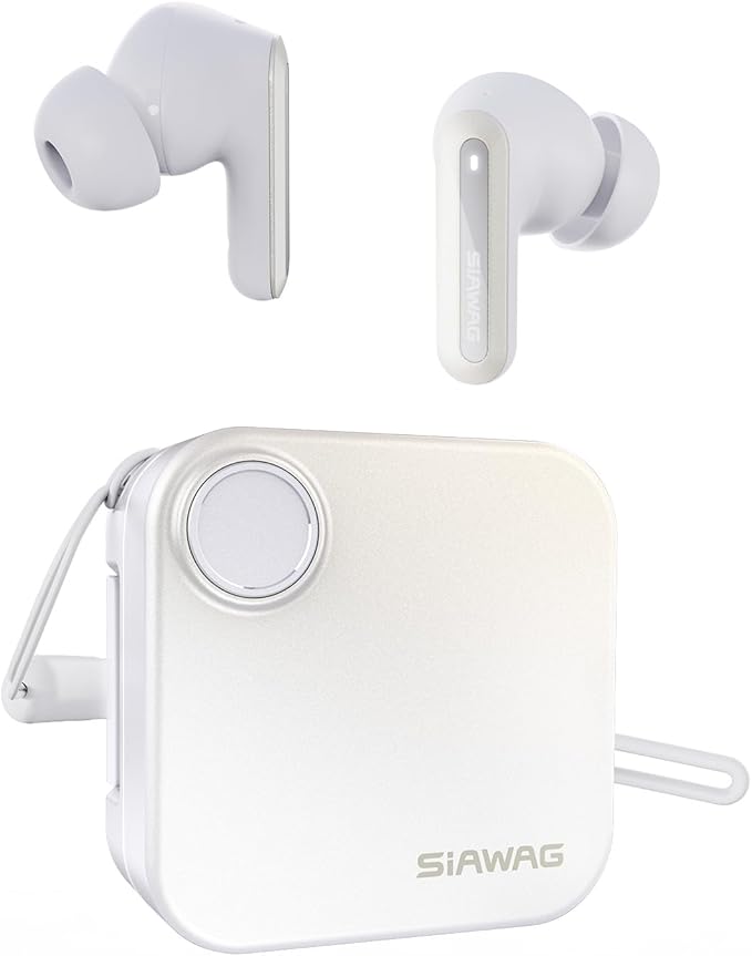 Bluetooth Headphones 5.4 Wireless Earbuds 2-in-1 Case and Phone Stand Noise Cancelling Earbuds Powerful Bass in-Ear Bluetooth 70H Playtime 35dB Hybrid ANC Waterproof for Sports/Workout White