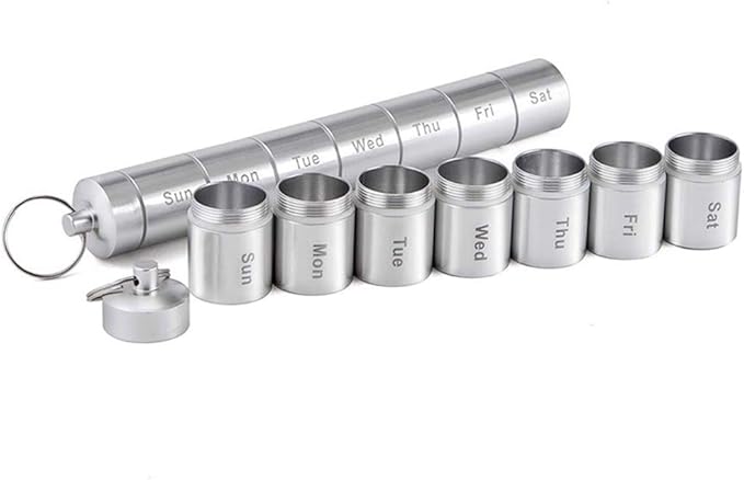Pill Dispenser, Metal 7 Day Pill Organizer to Hold Vitamins Cod Liver Oil Supplements for Office Travel Home