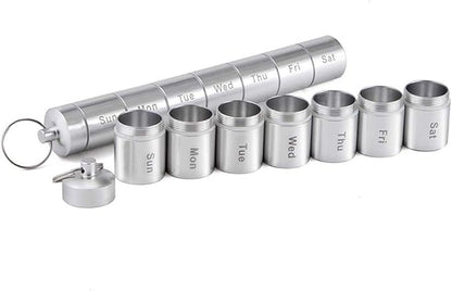 Pill Dispenser, Metal 7 Day Pill Organizer to Hold Vitamins Cod Liver Oil Supplements for Office Travel Home