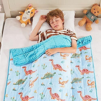 yescool Weighted Blanket 7 Pounds Weighted Lap Blanket, Glow in The Dark Dinosaur Heavy Blanket for Sleeping, Warm Minky Weighted Throw Blanket Gift for 60-80lbs, 40"x60"