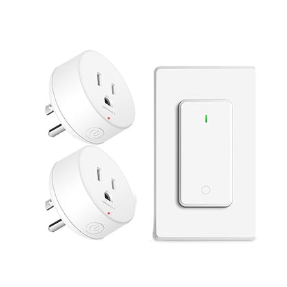 Greencycle Wireless Remote Control Outlet Plug Switch Kit,Remote Light Switches,On Off Outlet Switch for Lights,Lamps,Fans,300ft Long Range,No Wiring,15A 1500W,for Household Appliance,1SW+2Outlets