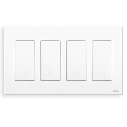 MOES Smart Single Pole Light Switch, 2.4GHz WiFi Smart Wall Switch, Needs Neutral Wire, Multi-Control, Smart Life/TUYA APP Control, Voice Control with Alexa/Google Home, White 4 Gang