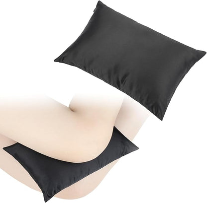Silky Satin Soft Knee Pillow for Side Sleepers, Pressure Pillows Between Legs 11"x7" Small Knee Pillow Joints Cushion for Sleeping Hip and Back Pain, Black 2 Pcs