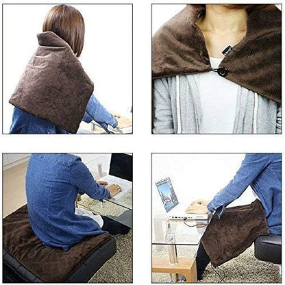 USB Electric Heating Blanket Personal Single-Person Small-Sized Heated Shawl 3 Heating Settings for Library, Outdoors, Car (Black)