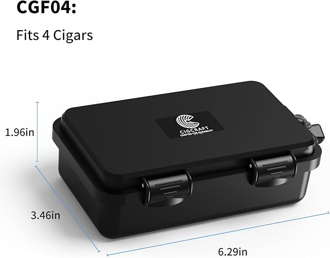 Cigar Humidor, ClGCRAFT Travel Cigar Humidor Box- Portable Cigar Case with Humidifier Disc, Waterproof, Essential Airtight Travel Humidor Kit for Cigar Aficionados (Holds up to 4 Cigars)