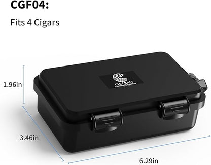 Cigar Humidor, ClGCRAFT Travel Cigar Humidor Box- Portable Cigar Case with Humidifier Disc, Waterproof, Essential Airtight Travel Humidor Kit for Cigar Aficionados (Holds up to 4 Cigars)