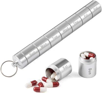 Pill Dispenser, Metal 7 Day Pill Organizer to Hold Vitamins Cod Liver Oil Supplements for Office Travel Home