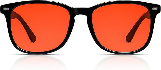 Blue Light Blocking Glasses with Red Lenses – Strong Protection for Sleep, Gaming, Computer & Screen Use – Black Frame Night Glasses for Men Women, Anti Eye Strain & Improve Sleep Quality