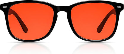 Blue Light Blocking Glasses with Red Lenses – Strong Protection for Sleep, Gaming, Computer & Screen Use – Black Frame Night Glasses for Men Women, Anti Eye Strain & Improve Sleep Quality