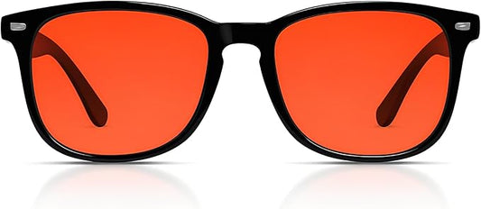 Blue Light Blocking Glasses with Red Lenses – Strong Protection for Sleep, Gaming, Computer & Screen Use – Black Frame Night Glasses for Men Women, Anti Eye Strain & Improve Sleep Quality
