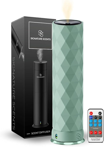 Waterless Essential Oil Hotel Scent Diffuser - Cold Air Diffuser - Covers 1000 sq. ft. - Waterless Diffuser for Home, Office & Hotel (Black + Interchangeable Sleeve) (Black + Mint Green Sleeve)