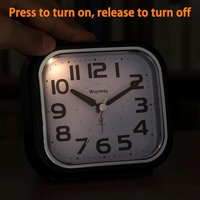 Loud Alarm Clock for Heavy Sleepers,Battery Operated, Big Numbers Readable for Seniors, 4.3 Inches Analog Alarm Clocks for Bedrooms and Home, Snooze, Lighted on Demand, Black