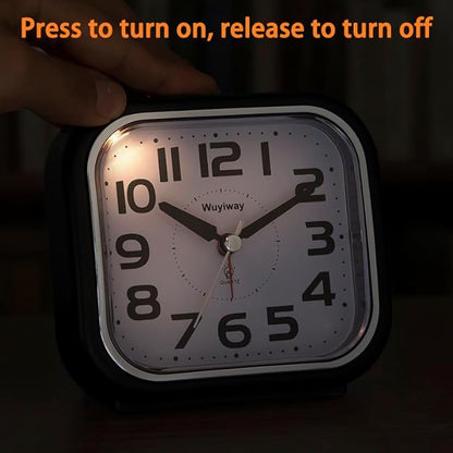 Loud Alarm Clock for Heavy Sleepers,Battery Operated, Big Numbers Readable for Seniors, 4.3 Inches Analog Alarm Clocks for Bedrooms and Home, Snooze, Lighted on Demand, Black