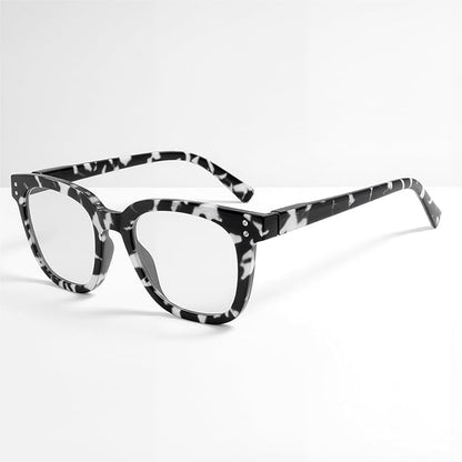 Reading Glasses for Men Women Blue Light Blocking with Spring Hinge, Blocking Readers Anti UV Ray Filter Eyeglasses, Square Computer Reader Glasses, Black and White Tortoiseshell, +1.0