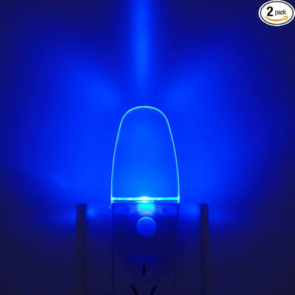 Motion Sensor Night Light 2 Pack, 0.5W Plug in Motion Activated LED Night Lights, Automatic Motion Detector Night Lights for Kids Room, Bedroom, Bathroom, Stair, Toilet, Corridor (Blue)
