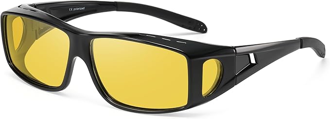 Fit Over Glasses Blue Light Blocking and Night Vision Driving Glasses for Men Women Wrap Around Goggles Eyewear PT2006