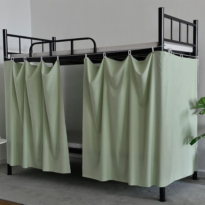 Blackout Bunk Bed Curtains Dorm Loft Privacy Cover Canopy Student Children Single Green 2PCS