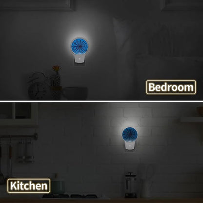 Blue Spider Web Plug-in Led Night Light with Auto Dusk to Dawn Sensor for Boys Girls Room Decor, Wall Lamp Nightlights for Hallway,Bedroom, Kids Room, Kitchen, Stairway, (0.5W, 2 Pack)