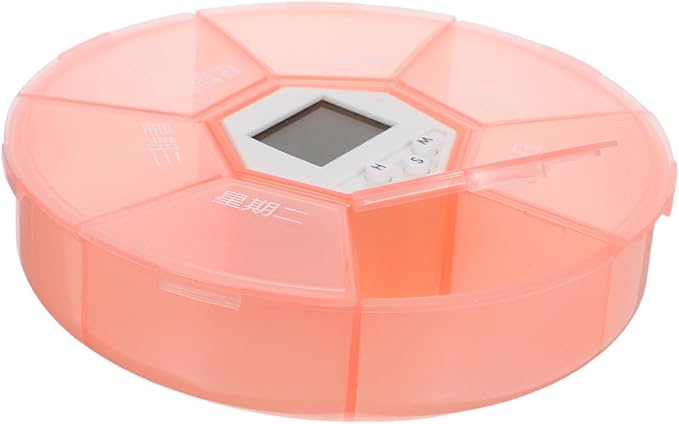 Didiseaon 2pcs Compact Travel Pill Organizer with Alarm Reminder Day Automatic Medication Dispenser Portable Case with Compartments for Daily Vitamins and Supplements
